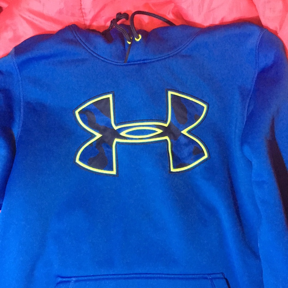 Under armor blue and neon green medium hoodie